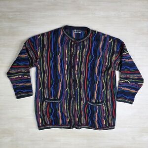Purely Australian Vintage Cardigan Chunky Colourful Coogi Style Small Read